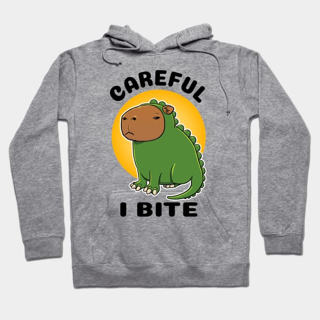 Careful I bite Capybara Dinosaur Hoodie by capydays